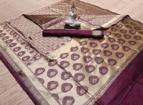 DARK PURPLE BANARASI SILK SAREE WITH RICH PALLU 