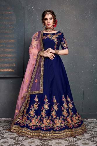 Designer Heavy Embroidered Dark Blue Lehenga Choli