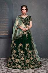 Designer Heavy Embroidered Green Lehenga Choli