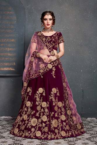 Designer Heavy Embroidered Purple Lehenga Choli