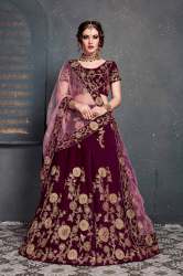Designer Heavy Embroidered Purple Lehenga Choli
