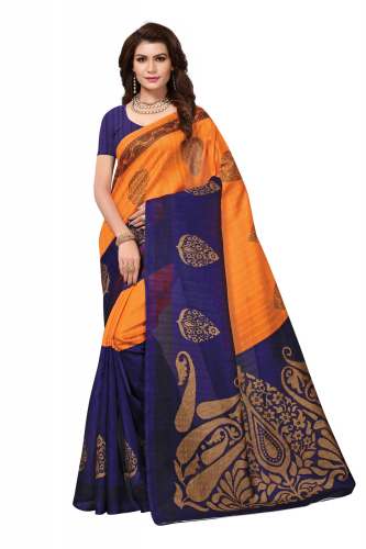 DULHANIYA BLUE ART SILK PRINTED REGULAR WEAR SAREE