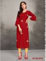 EMBROIDERED RAYON MARUN FANCY KURTI
