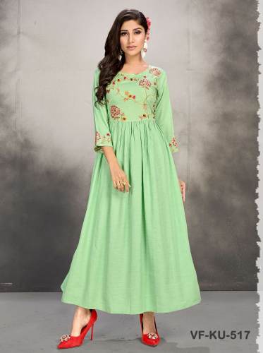 EMBROIDERED RAYON MILANCE PARROT KURTI