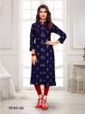EMBROIDERED RAYON NEAVY BLUE STYLIST KURTIS