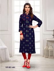 EMBROIDERED RAYON NEAVY BLUE STYLIST KURTIS