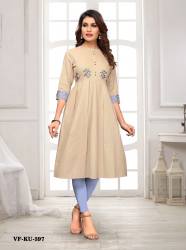 EMBROIDERED RAYON OFF WHITE STYLIST KURTIS