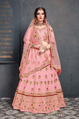EMBROIDERY SILK BABY PINK  LEHENGHA CHOLI  