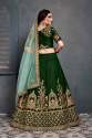 EMBROIDERY SILK DARK GREEN  LEHENGHA CHOLI  thumb 1