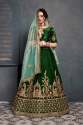 EMBROIDERY SILK DARK GREEN  LEHENGHA CHOLI  thumb 4