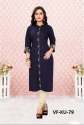 FANCY NAVY-BLUE EMBROIDERED RAYON KURTI
