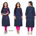 STYLISH BLUE COTTON PRINTED KURTIS