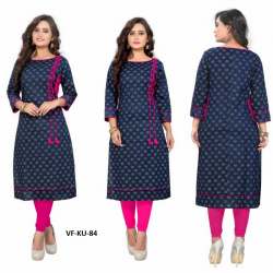 STYLISH BLUE COTTON PRINTED KURTIS