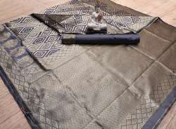 GRAY BANARASI JACQUARD  SILK WEAVING SAREE 