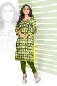 GREEN & YELLOW PRINTED READY-MADE RAYON KURTI
