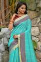 Light Blue chanderi cotton-weaving saree thumb 1