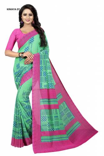 Light Green Casual Wear Printed Georgette Saree