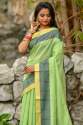 Light Green chanderi cotton-weaving saree thumb 1