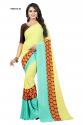 Light Yellow Fancy Printed Georgette Saree