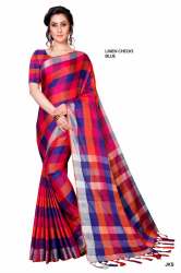 LINEN CHECKS SCS COTTON SILK JK SAREE