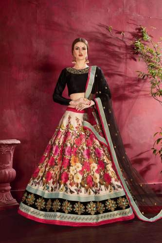 Multi-color Heavy Banglori Silk Lehenga Choli