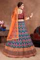 Navy Blue Mulberry Silk Wedding Lehenga Choli thumb 1