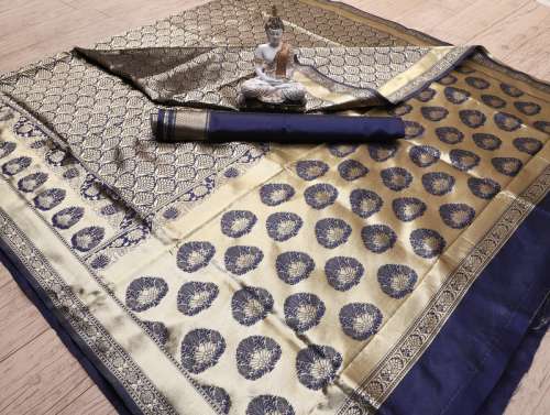 NEAVY BLUE BANARASI SILK SAREE WITH RICH PALLU 