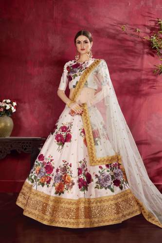 Off-White Heavy Banglori Silk Lehenga Choli