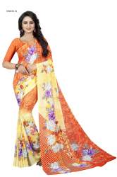 Orange Casual Printed Georgette Saree