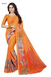Orange Daily Wear Printed Georgette Saree