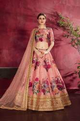 Peach Heavy Banglori Silk Lehenga Choli