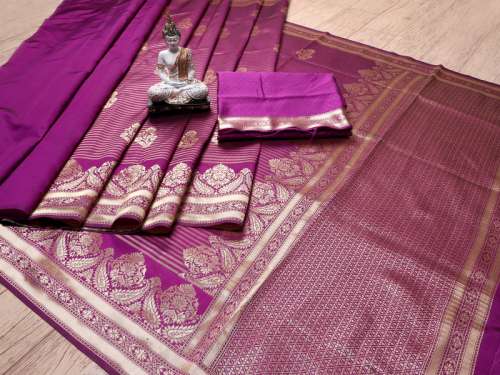PINK BANARASI JACQUARD WEAVING SAREE RICH PALLU﻿