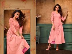 Pink Designer Cotton Kurti With Embroidery Workï»¿