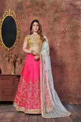 PINK MULBERRY SILK LEHENGA CHOLI WITH HEAVY WORK