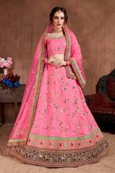 Cupcake Pink Art Silk Wedding Lehenga Choli