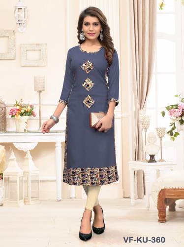 PRINTED GRAY RAYON  SYLIST  KURTI