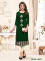 PRINTED GREEN RAYON  STYLIST KURTI