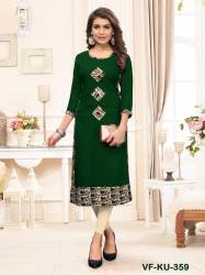 PRINTED GREEN RAYON  STYLIST KURTI