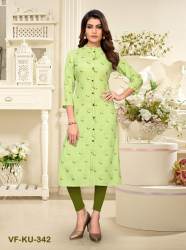 PRINTED LIGHT GREEN RAYON KURTIS