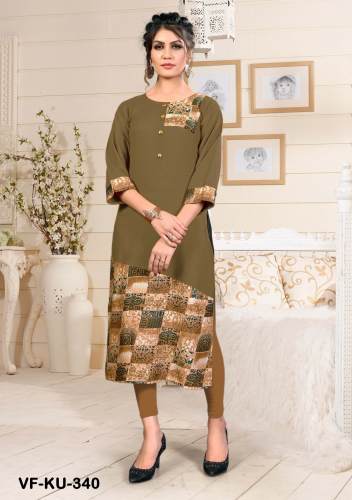 PRINTED MAHENDI RAYON FANCY KURTIS