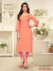 PRINTED PEACH RAYON  FANCY KURTI