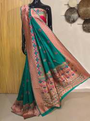 RAMA BANARASI SILK SAREE WITH MEENAKARI BORDER