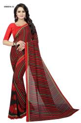 Red Casual Patali Pallu Printed Georgette Saree