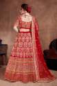 Carmine Red Mulberry Silk Wedding Lehenga Choli thumb 1