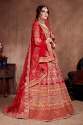 Carmine Red Mulberry Silk Wedding Lehenga Choli thumb 2
