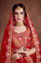 Carmine Red Mulberry Silk Wedding Lehenga Choli thumb 3