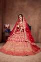 Carmine Red Mulberry Silk Wedding Lehenga Choli thumb 4
