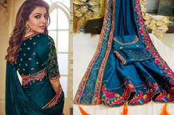 Vichitra Silk Rama Colour Embroidery Saree