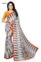 White Casual Wear Chex Printed Georgette Saree