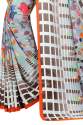 White Casual Wear Chex Printed Georgette Saree thumb 1